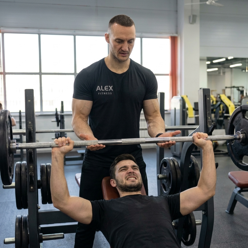 Персональный тренер Дмитрий Пушкин проводит тренировку в Череповце